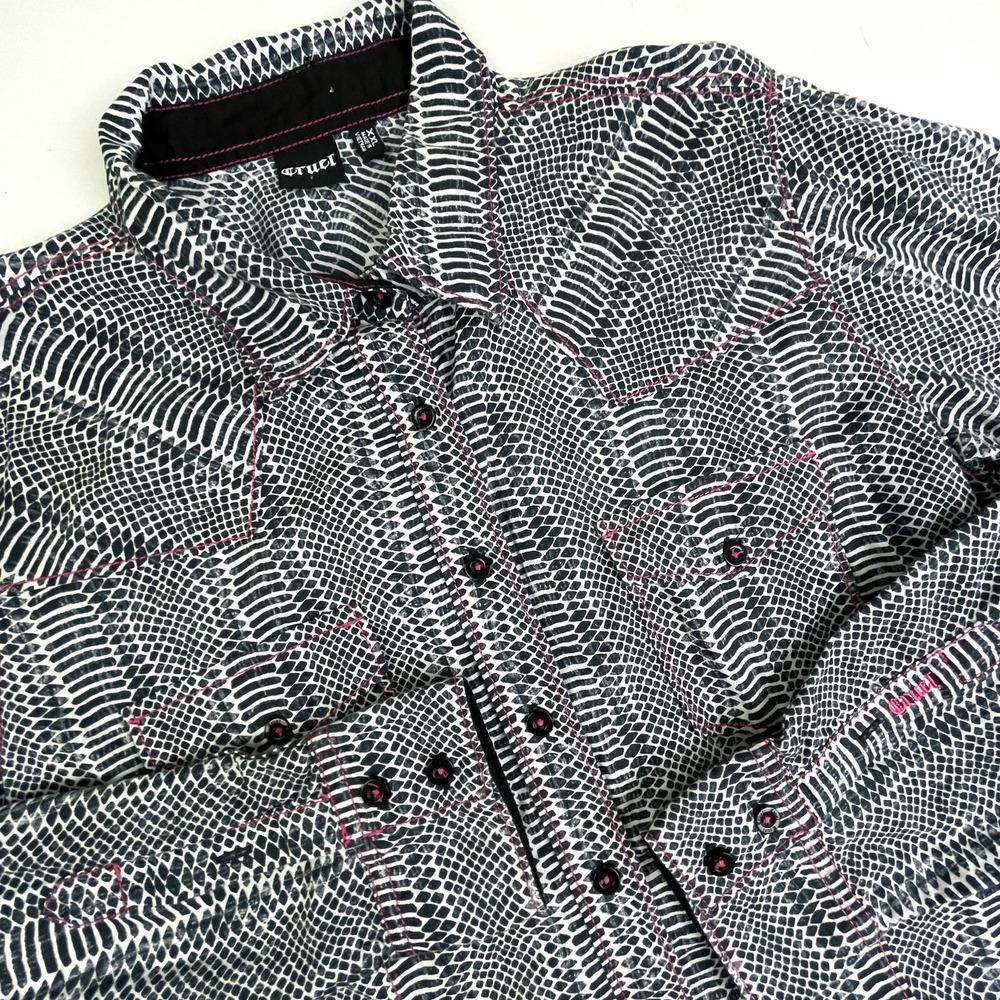 Cruel Girl Western Reptile Button Shirt Women's 2XL Cowgirl LS Rodeo‎ Pink EUC